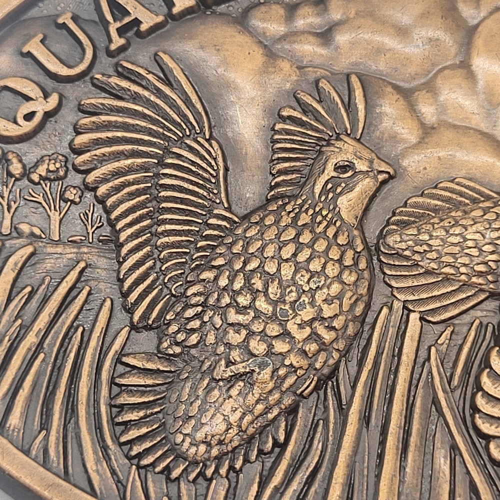 Vintage Quail Unlimited Belt Buckle Copper Oval - Picture 4 of 8